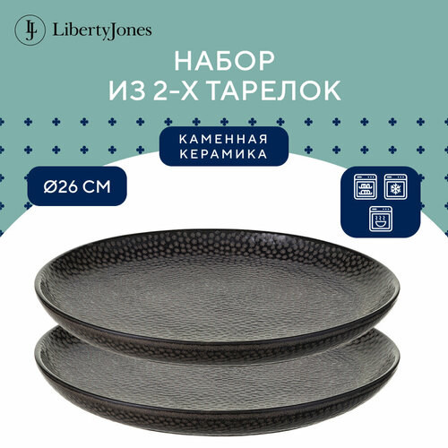 Набор обеденных тарелок Dots, Ø26 см, черные, 2 шт, Liberty Jones, LT_LJ_DPLDT_CRB_26 фото