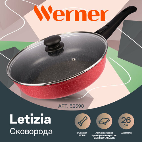 Сковорода из литого алюминия Werner Letizia 52598 26 см красный фото