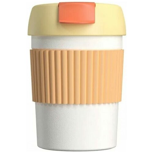 Термостакан-непроливайка KissKissFish Rainbow Vacuum Coffee Tumbler Mini (желтый, оранжевый, белый) фото