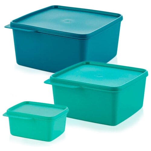 Tupperware Набор контейнеров Каскад 0,5 л/1,2 л/2,5 л, 19x19 см, синий/голубой, 3 шт. фото