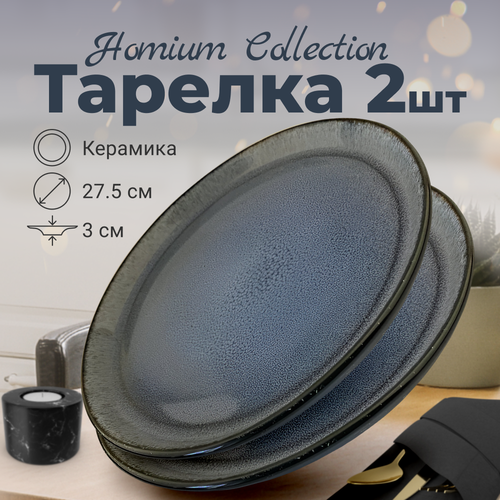 Набор тарелок Homium Collection, керамические тарелки, D27.5см, голубой, 2 шт. фото