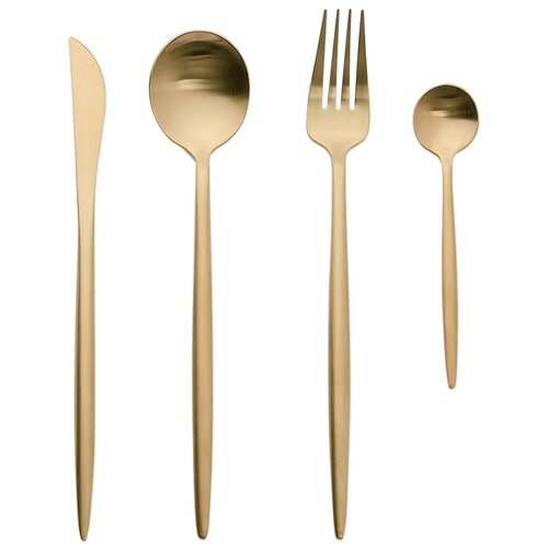 Xiaomi Набор столовых приборов Maison Maxx Stainless Steel Modern Flatware, 4 предмета gold 1 4 фото