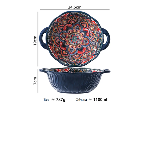 10. Глубокая суповая чаша с ручками 24х19см фото