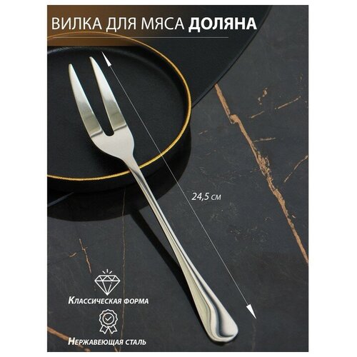 Вилка для мяса и сыра из нержавеющей стали Доляна, h=24,5, толщина 2,2 мм, 410 сталь фото