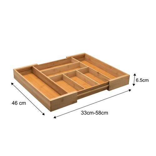 Лоток для столовых приборов 8 отсеков 33-57x46x6.5 см бамбук цвет бежевый фото