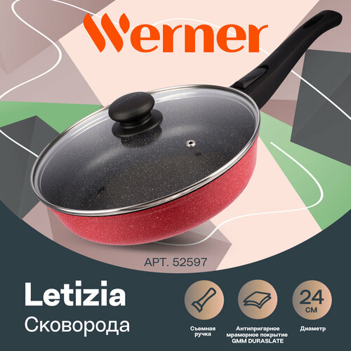 Сковорода из литого алюминия Werner Letizia 52597 24 см красный фото