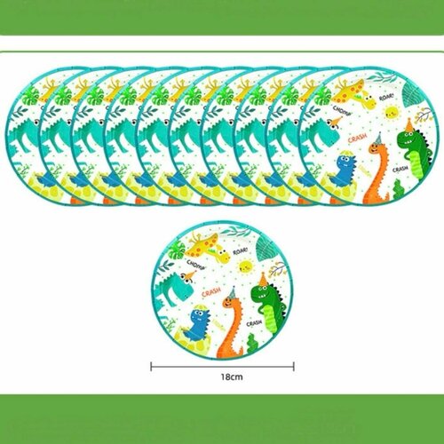Одноразовые десертные тарелки Динозаврики, 10 штук фото