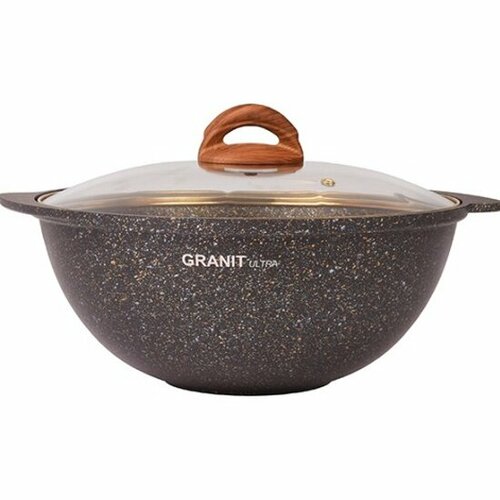 Казан Kukmara для плова Granit ultra black-gold 4,5л с крышкой (кгбг47а) фото