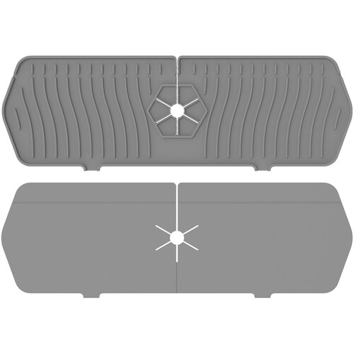 Силиконовый коврик для раковины на кран и смеситель, защита от брызг, средний, цвет серый фото