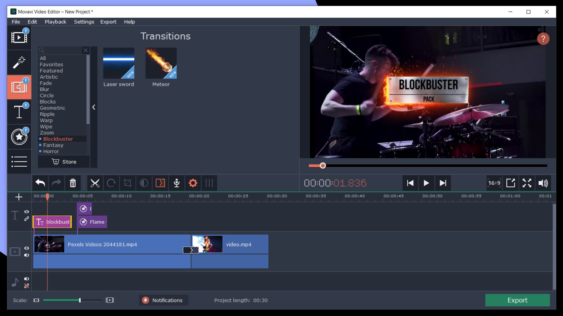 Movavi Video Editor Plus 2020 - Cinematic Set Effects DLC Steam CD Key 0.68 $